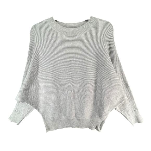 Lulus All Wrapped Up Sweater Womens M Gray Ribbed Knit Dolman Sleeve Cozy Top - Picture 2 of 13